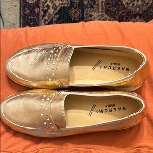 Barechi Gold Loafers with Stud Detail